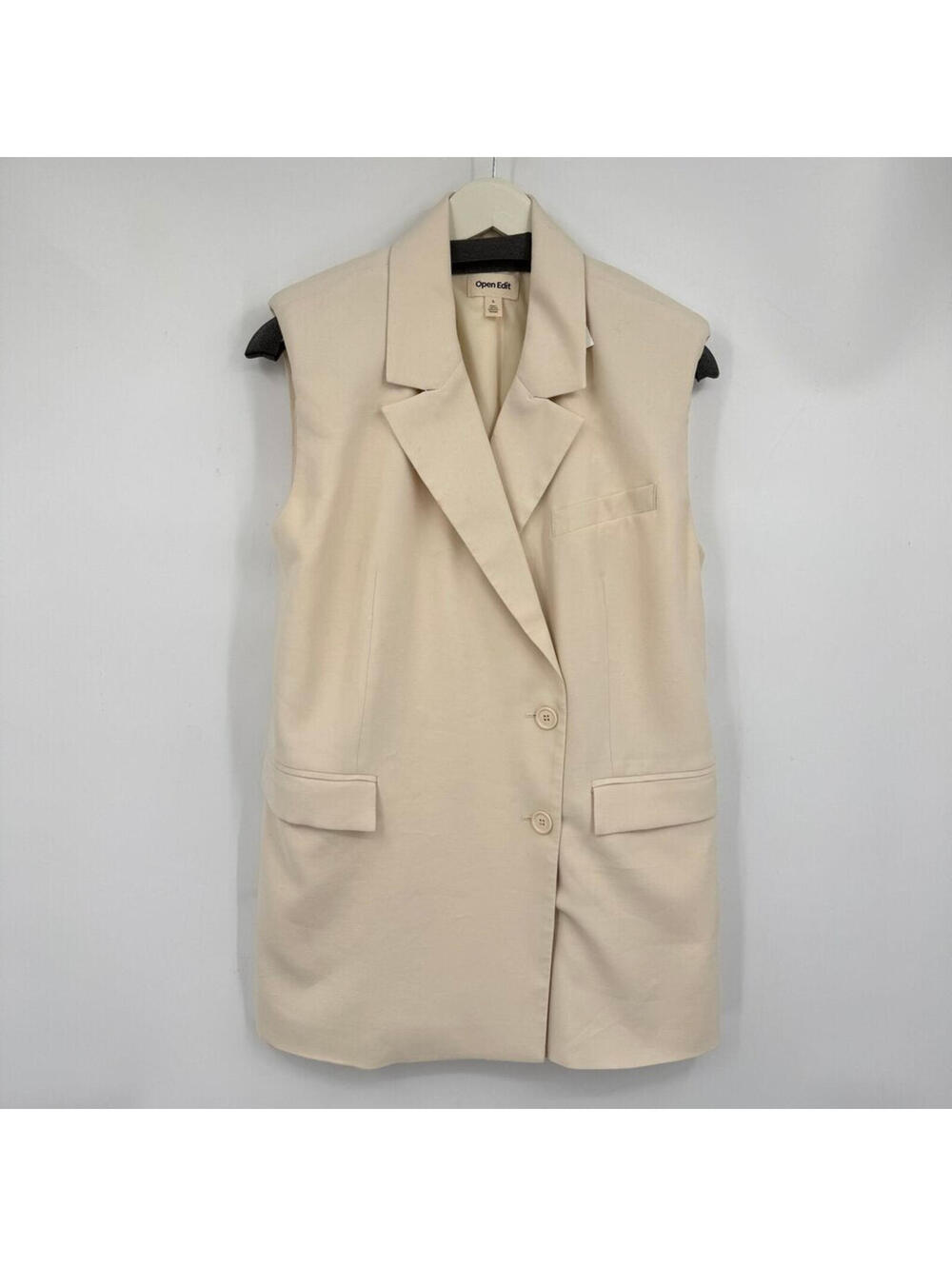 Women's Open Edit Cream Tailored Vest Small